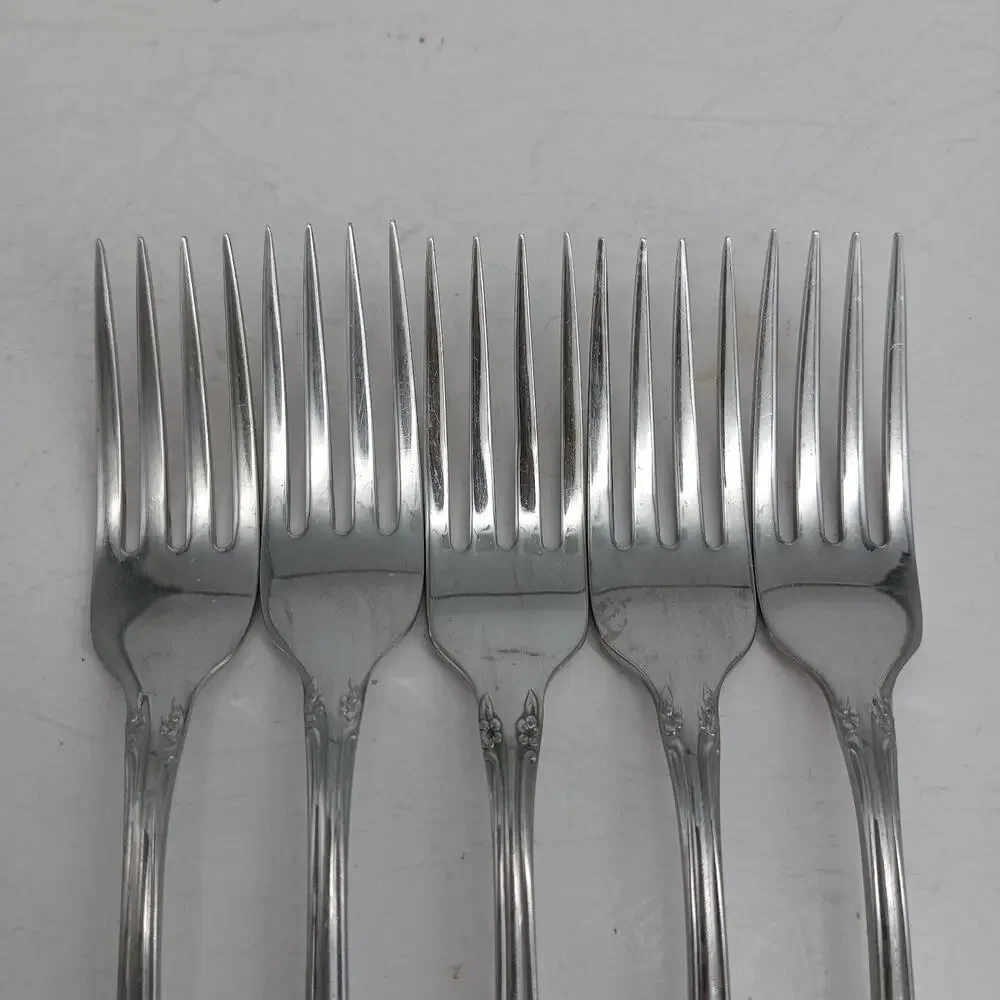 5X DF Oneida CHATEAU Stainless Flatware Dinner Forks Glossy USA